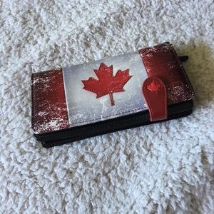 A wallet with the Canadian flag